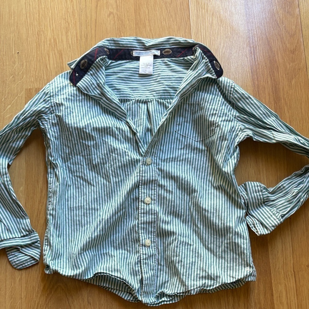 Janie and jack striped green button down